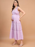 Love Stone Lavender Cotton Schiffli Tier Maternity Dress Love Stone Lavender Cotton Schiffli Tier Maternity Dress