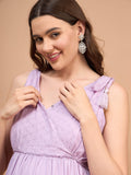 Love Stone Lavender Cotton Schiffli Tier Maternity Dress Love Stone Lavender Cotton Schiffli Tier Maternity Dress