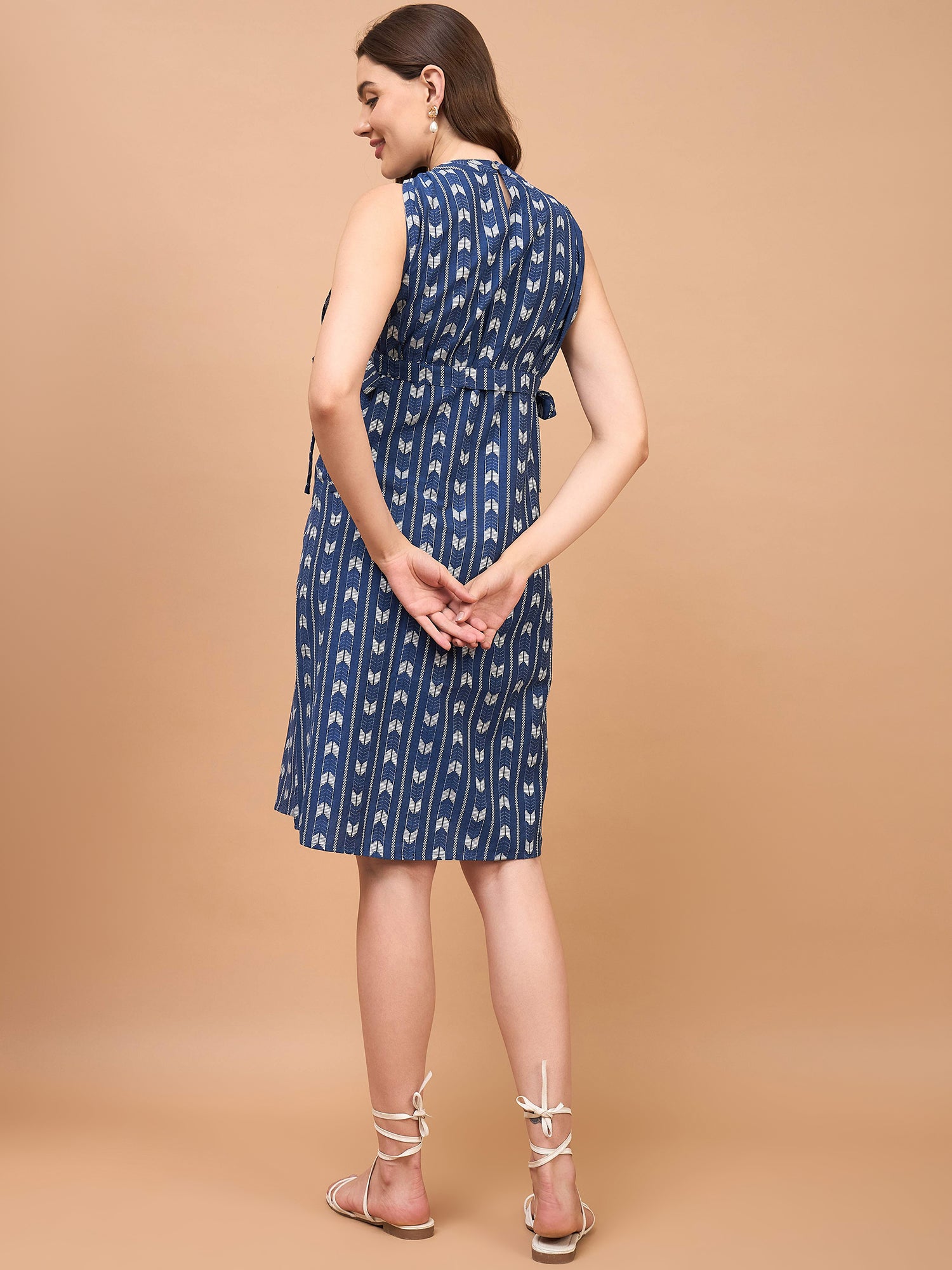Dear Darling Blue Cotton Jacquard Womens Nursing Maternity Dress with Hidden Nursing Features Dear Darling Blue Cotton Jacquard Womens Nursing Maternity Dress with Hidden Nursing Features