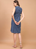 Dear Darling Blue Cotton Jacquard Womens Nursing Maternity Dress with Hidden Nursing Features Dear Darling Blue Cotton Jacquard Womens Nursing Maternity Dress with Hidden Nursing Features