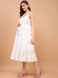 Angle Wings White Cotton Schiffli Strappy Maternity Dress Angle Wings White Cotton Schiffli Strappy Maternity Dress