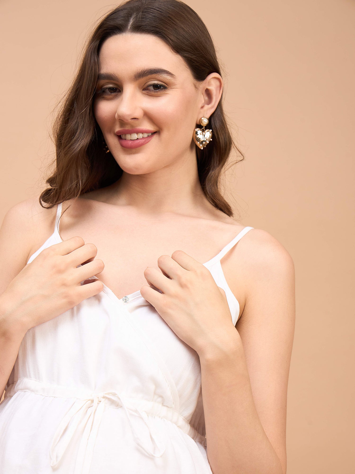Angle Wings White Cotton Schiffli Strappy Maternity Dress Angle Wings White Cotton Schiffli Strappy Maternity Dress