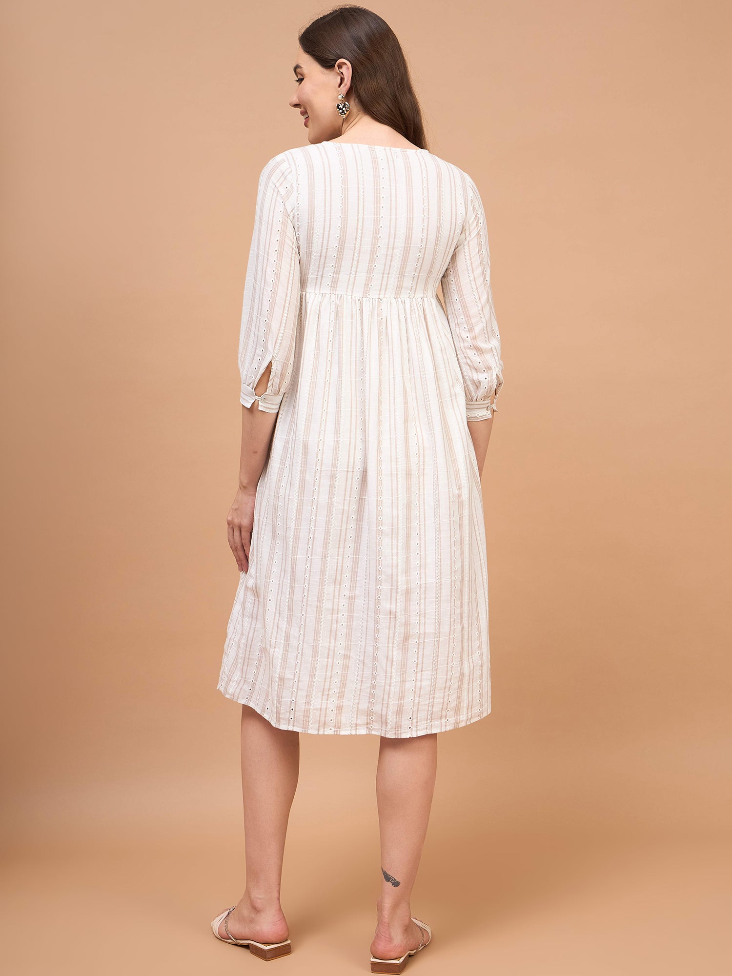 Be Mine Off White Cotton Striped Embroidery Shirt Maternity Dress Be Mine Off White Cotton Striped Embroidery Shirt Maternity Dress