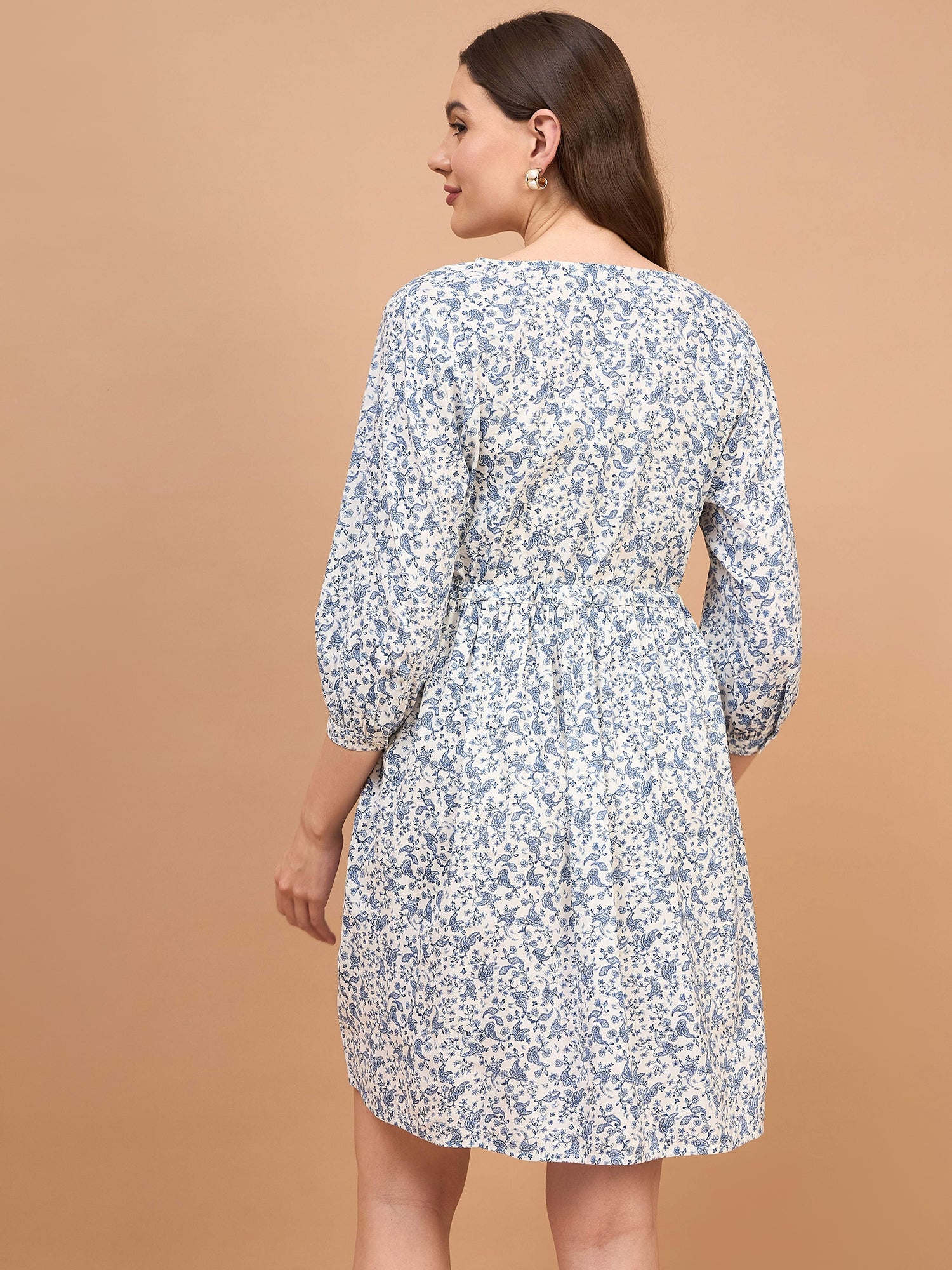 Shine On Paisley Printed White Rayon Button Down Maternity Dress Shine On Paisley Printed White Rayon Button Down Maternity Dress