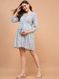 Shine On Paisley Printed White Rayon Button Down Maternity Dress Shine On Paisley Printed White Rayon Button Down Maternity Dress