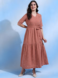 Scarlett Tier Maxi Dress with Collar and Belt for Women Scarlett Tier Maxi Dress with Collar and Belt for Women