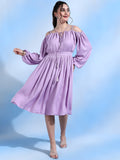 Ariel Lavender Off Shoulder Dress with Tie up Straps Ariel Lavender Off Shoulder Dress with Tie up Straps