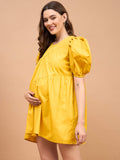 24 Karat Yellow Cotton Womens Nursing Maternity Dress with Hidden Nursing Features 24 Karat Yellow Cotton Womens Nursing Maternity Dress with Hidden Nursing Features