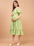 Pistachio Pista Green Cotton Womens Nursing Maternity Dress with Hidden Nursing Features Pistachio Pista Green Cotton Womens Nursing Maternity Dress with Hidden Nursing Features