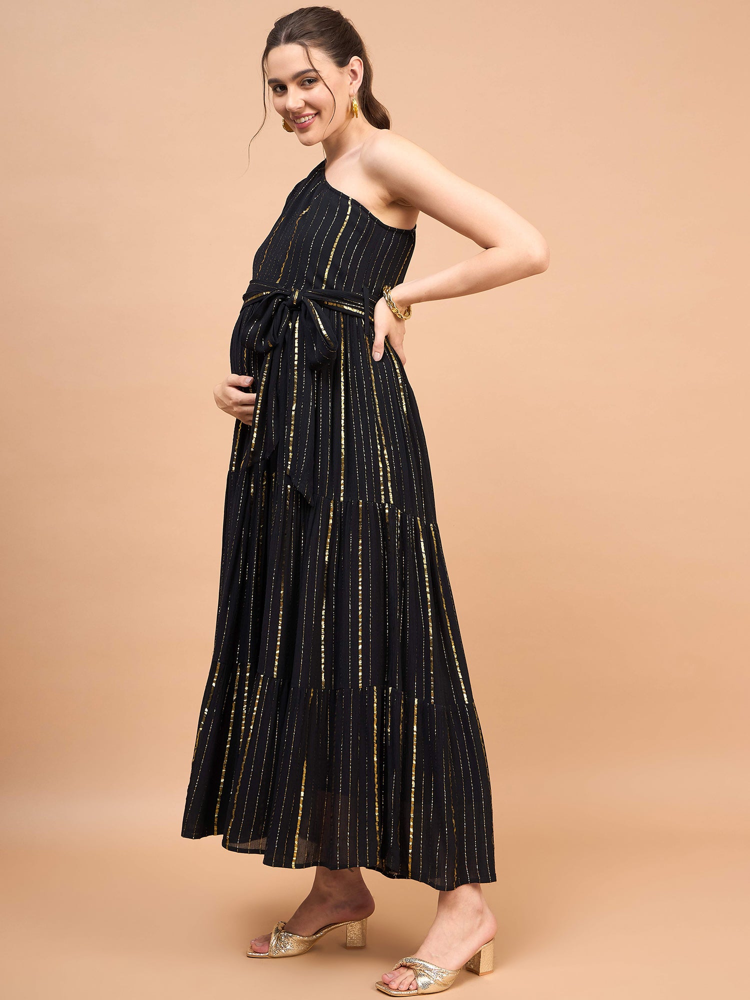 Honey Black and Golden Maternity Party Dress for Women Honey Black and Golden Maternity Party Dress for Women