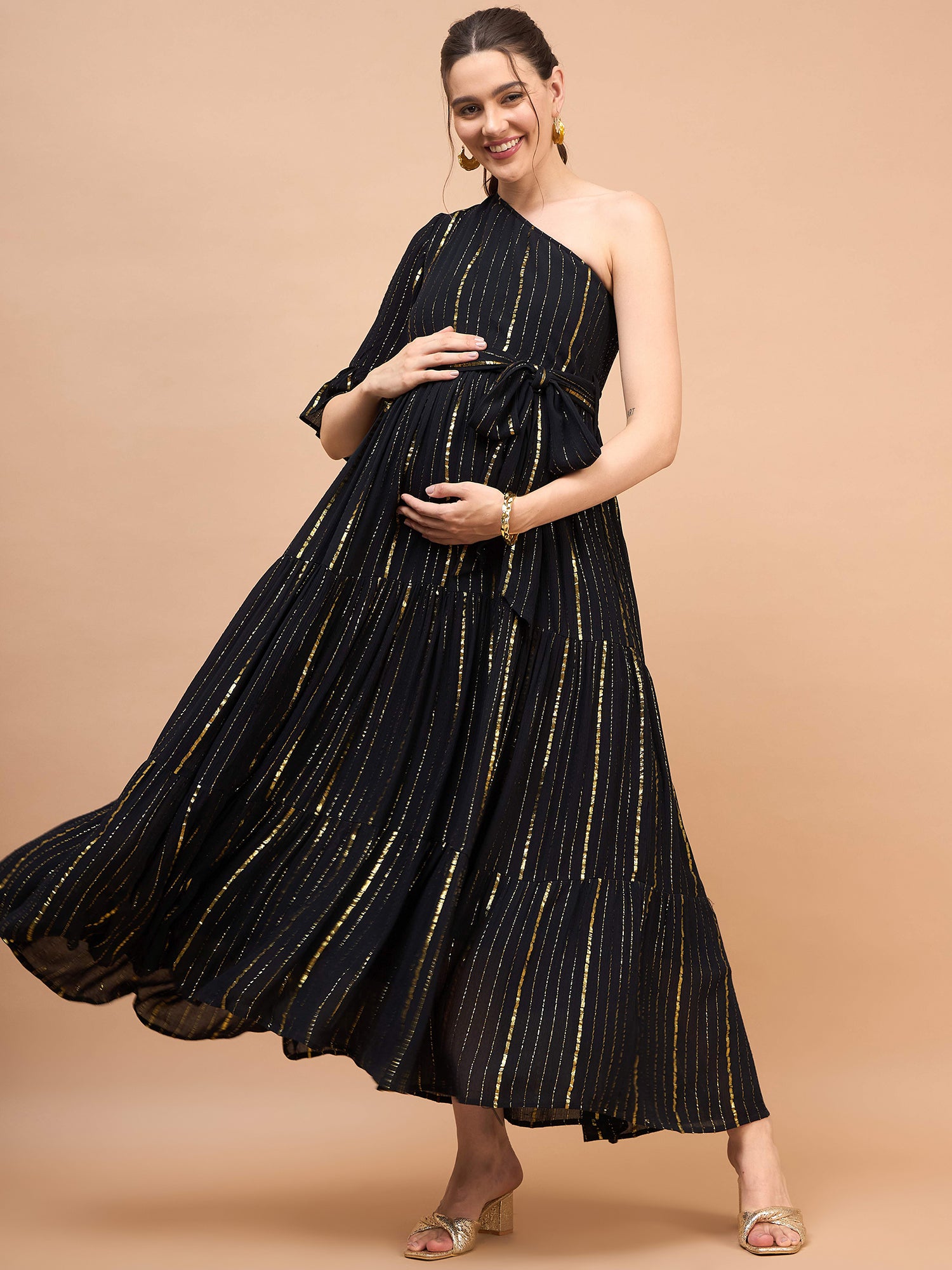 Honey Black and Golden Maternity Party Dress for Women Honey Black and Golden Maternity Party Dress for Women