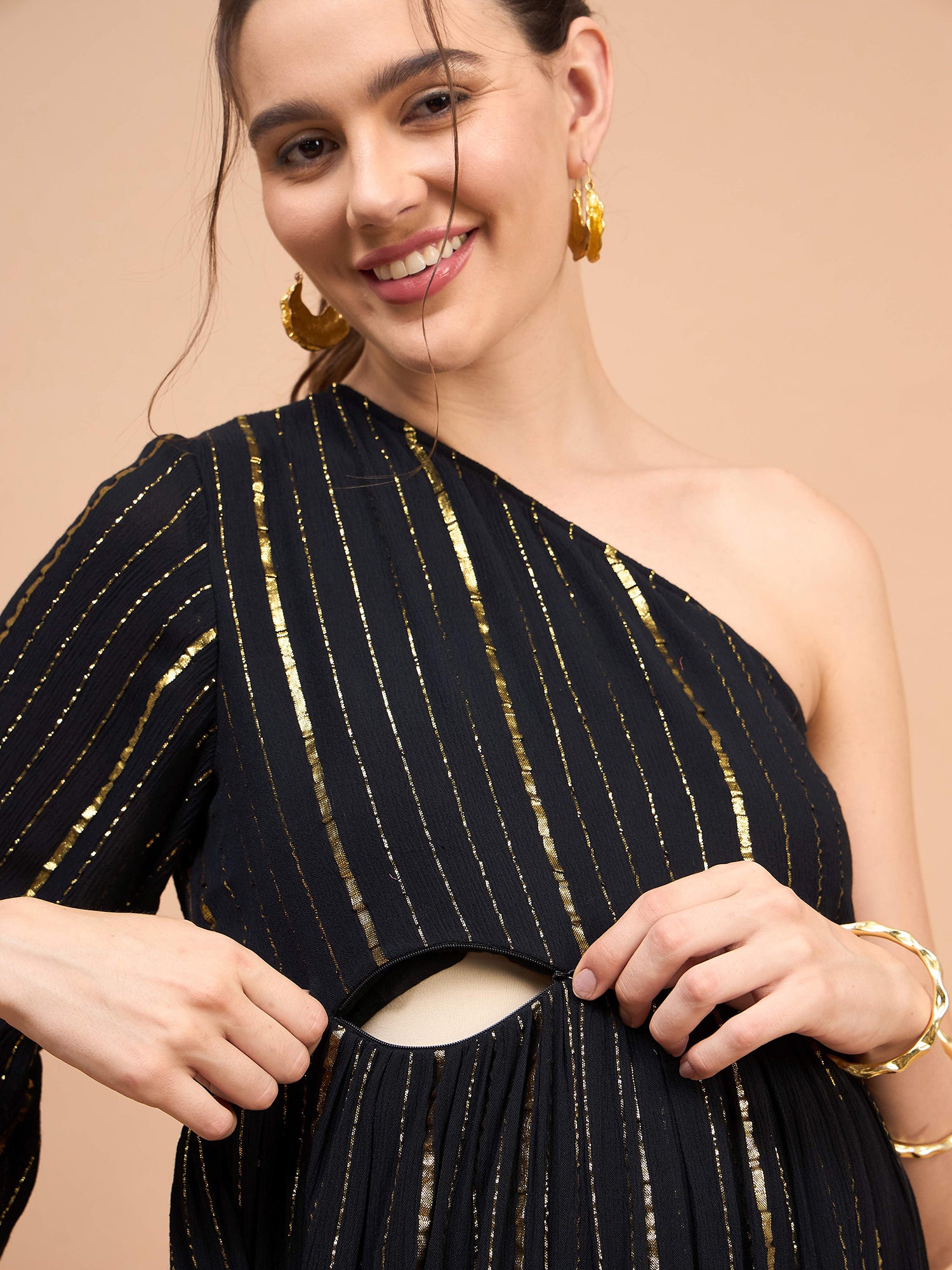 Honey Black and Golden Maternity Party Dress for Women Honey Black and Golden Maternity Party Dress for Women