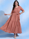 Scarlett Tier Maxi Dress with Collar and Belt for Women Scarlett Tier Maxi Dress with Collar and Belt for Women