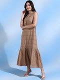 Destiny Brown Schiffli Cotton Maxi Dress with Tassel Details Destiny Brown Schiffli Cotton Maxi Dress with Tassel Details