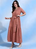 Scarlett Tier Maxi Dress with Collar and Belt for Women Scarlett Tier Maxi Dress with Collar and Belt for Women