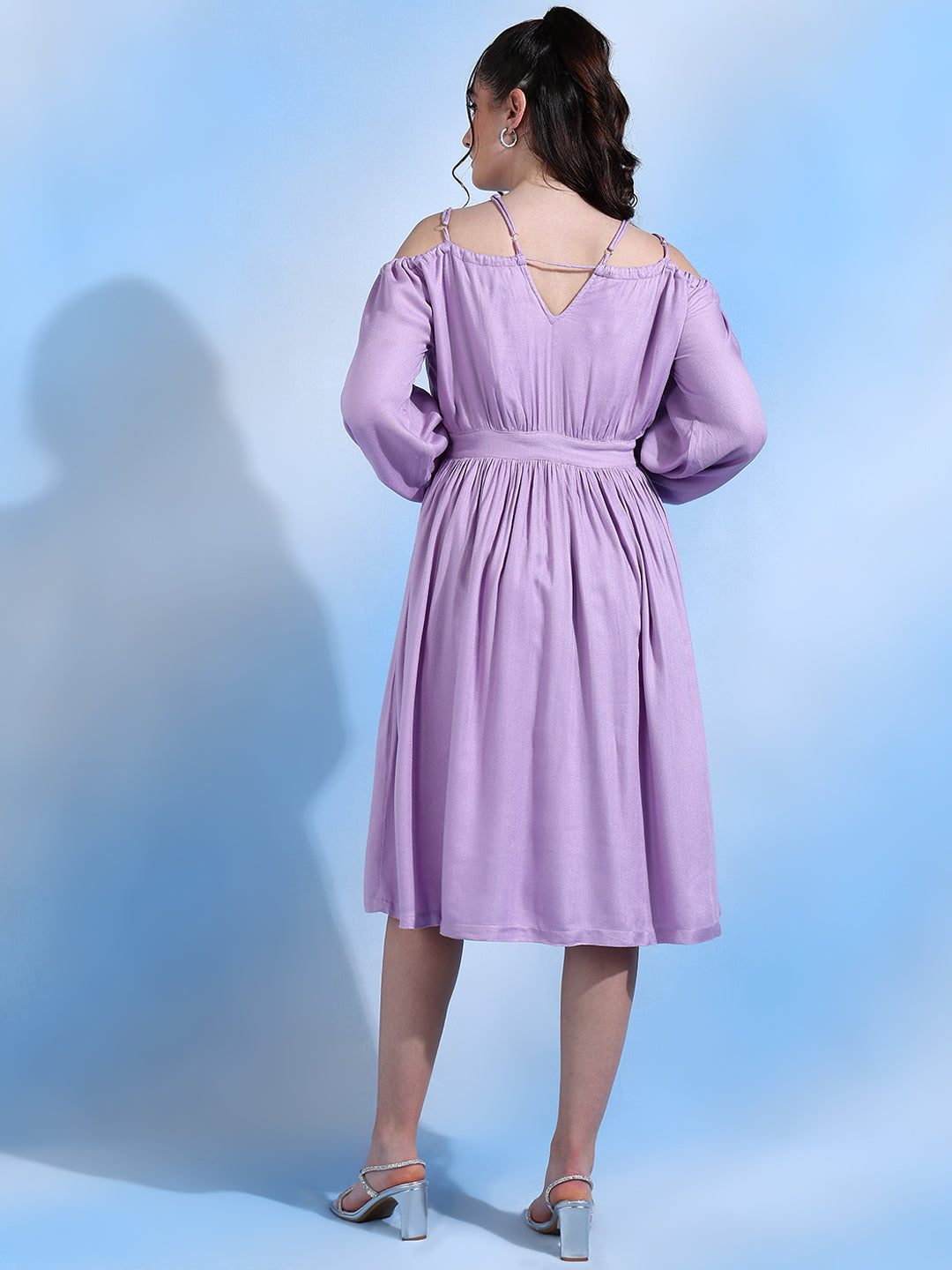 Ariel Lavender Off Shoulder Dress with Tie up Straps Ariel Lavender Off Shoulder Dress with Tie up Straps