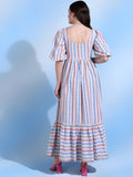 Nancy Pastel Strips Yarn Dyed Maxi Dress with Tie Detail Nancy Pastel Strips Yarn Dyed Maxi Dress with Tie Detail