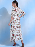 Carly White Floral Maxi Dress with Tassel Details Carly White Floral Maxi Dress with Tassel Details
