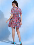 Isabella Pink Floral Printed 100% Linen Dress Isabella Pink Floral Printed 100% Linen Dress