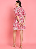 Hawaii Pink Floral Casual Tier Dress for Women with Lace and Ruffle Details Hawaii Pink Floral Casual Tier Dress for Women with Lace and Ruffle Details