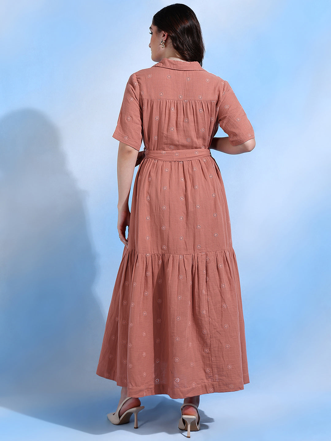 Scarlett Tier Maxi Dress with Collar and Belt for Women Scarlett Tier Maxi Dress with Collar and Belt for Women