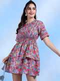 Isabella Pink Floral Printed 100% Linen Dress Isabella Pink Floral Printed 100% Linen Dress
