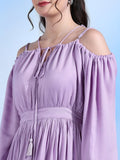 Ariel Lavender Off Shoulder Dress with Tie up Straps Ariel Lavender Off Shoulder Dress with Tie up Straps