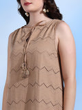 Destiny Brown Schiffli Cotton Maxi Dress with Tassel Details Destiny Brown Schiffli Cotton Maxi Dress with Tassel Details