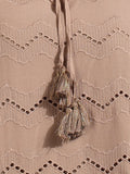 Destiny Brown Schiffli Cotton Maxi Dress with Tassel Details Destiny Brown Schiffli Cotton Maxi Dress with Tassel Details