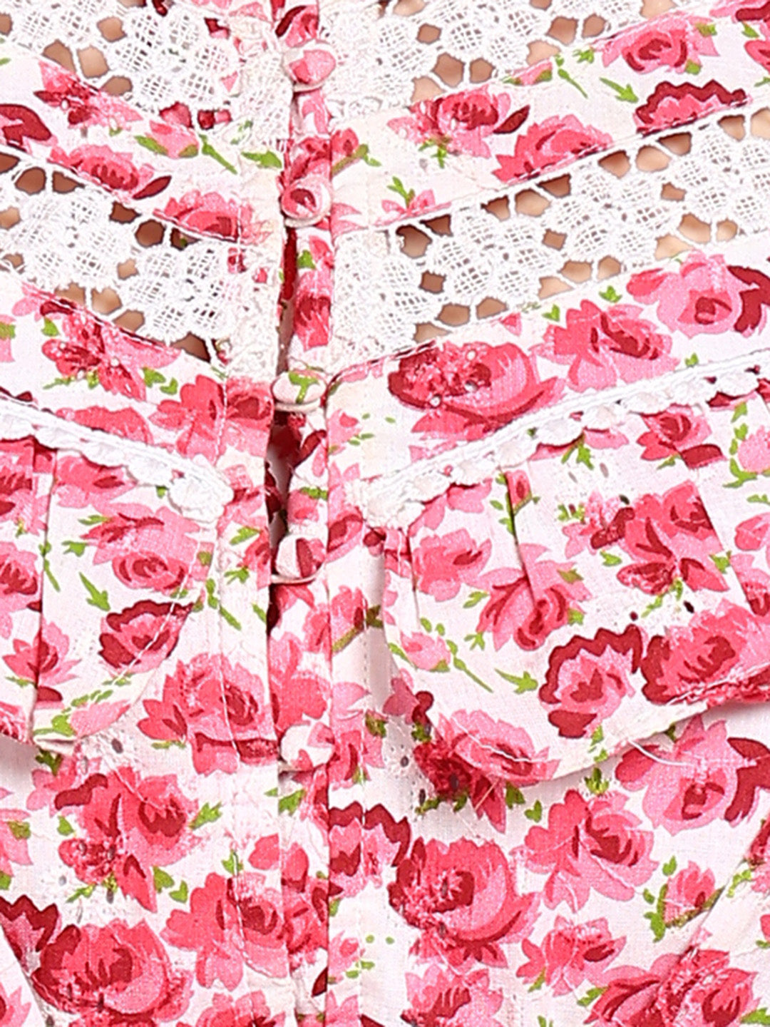Hawaii Pink Floral Casual Tier Dress for Women with Lace and Ruffle Details Hawaii Pink Floral Casual Tier Dress for Women with Lace and Ruffle Details