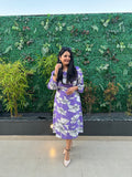 Bora Bora Lavender Floral Print Womens Casual Midi Dress Bora Bora Lavender Floral Print Womens Casual Midi Dress