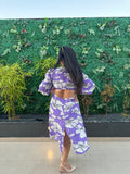 Bora Bora Lavender Floral Print Womens Casual Midi Dress Bora Bora Lavender Floral Print Womens Casual Midi Dress