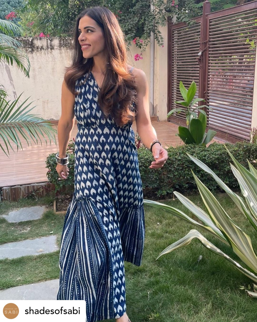 Syaahee Indigo Indo-Western Womens Dress with High Low Hem for Festive Wear Syaahee Indigo Indo-Western Womens Dress with High Low Hem for Festive Wear
