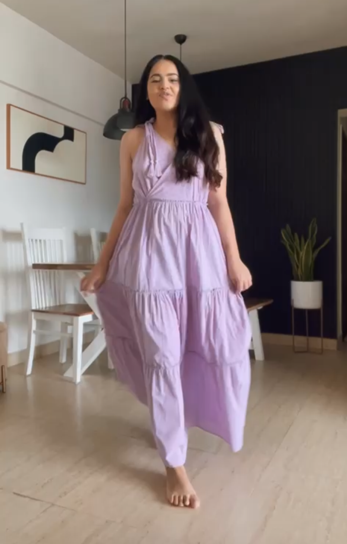 Love Stone Lavender Cotton Schiffli Tier Maternity Dress Love Stone Lavender Cotton Schiffli Tier Maternity Dress