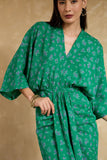 Worthy Green Floral Kimono Vacay Dress for Women Worthy Green Floral Kimono Vacay Dress for Women