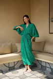 Worthy Green Floral Kimono Vacay Dress for Women Worthy Green Floral Kimono Vacay Dress for Women
