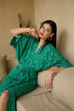 Worthy Green Floral Kimono Vacay Dress for Women Worthy Green Floral Kimono Vacay Dress for Women