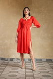 Fierce Red Midi Party Dress for Women Fierce Red Midi Party Dress for Women