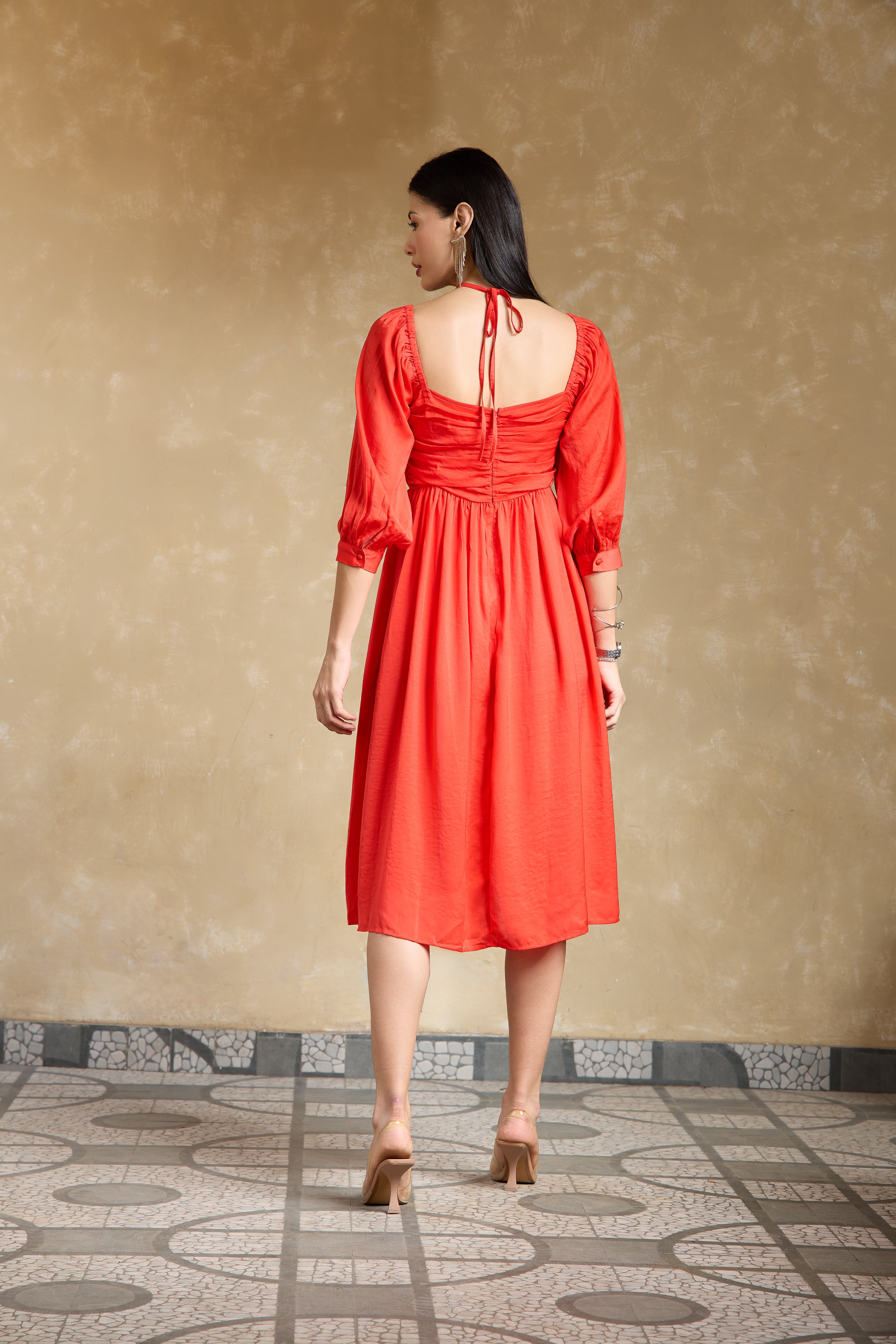 Fierce Red Midi Party Dress for Women Fierce Red Midi Party Dress for Women