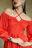 Fierce Red Midi Party Dress for Women Fierce Red Midi Party Dress for Women