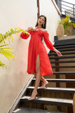 Fierce Red Midi Party Dress for Women Fierce Red Midi Party Dress for Women