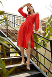 Fierce Red Midi Party Dress for Women Fierce Red Midi Party Dress for Women