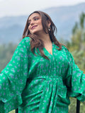 Worthy Green Floral Kimono Vacay Dress for Women Worthy Green Floral Kimono Vacay Dress for Women