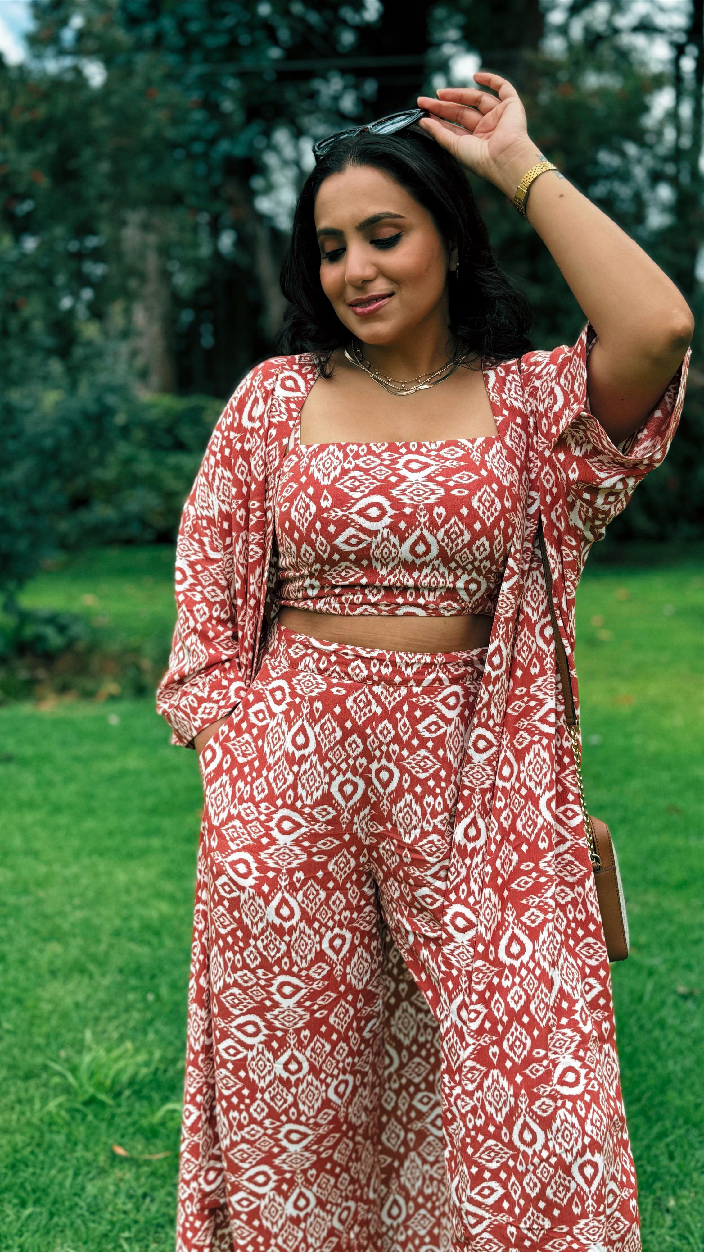 Serial Chiller 3 Piece Printed Summer Co-ord Set for Women with Cape Serial Chiller 3 Piece Printed Summer Co-ord Set for Women with Cape
