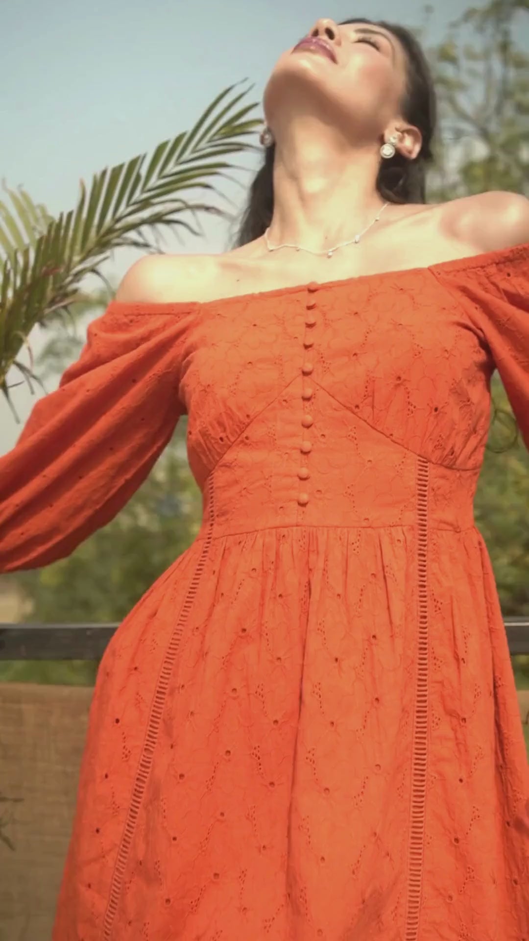Thank U Next Rust Schiffli Mini Summer Dress for Women Thank U Next Rust Schiffli Mini Summer Dress for Women