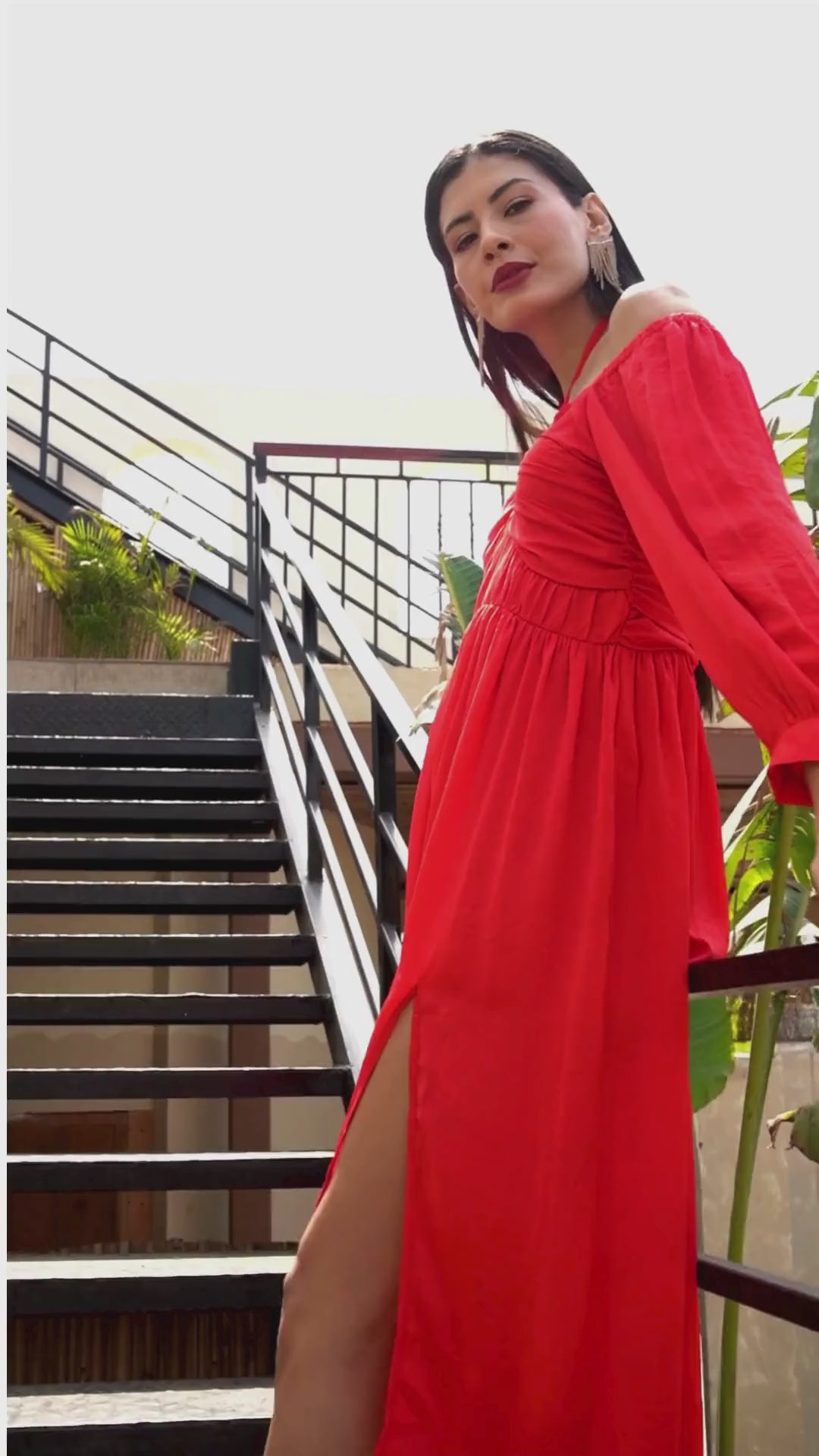 Fierce Red Midi Party Dress for Women Fierce Red Midi Party Dress for Women
