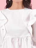 Dove White Womens Formal Wear Cotton Peplum Top for Summer Dove White Womens Formal Wear Cotton Peplum Top for Summer