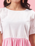 Candy Floss Womens Cotton Summer Tier Dress in White Pink Orange Candy Floss Womens Cotton Summer Tier Dress in White Pink Orange