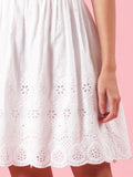 Blaze White Schiffli Womens Cotton Summer Party Dress with Frills Blaze White Schiffli Womens Cotton Summer Party Dress with Frills