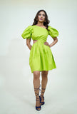Lime-Crime Green Cut Out Mini Womens Cotton Party Dress Lime-Crime Green Cut Out Mini Womens Cotton Party Dress